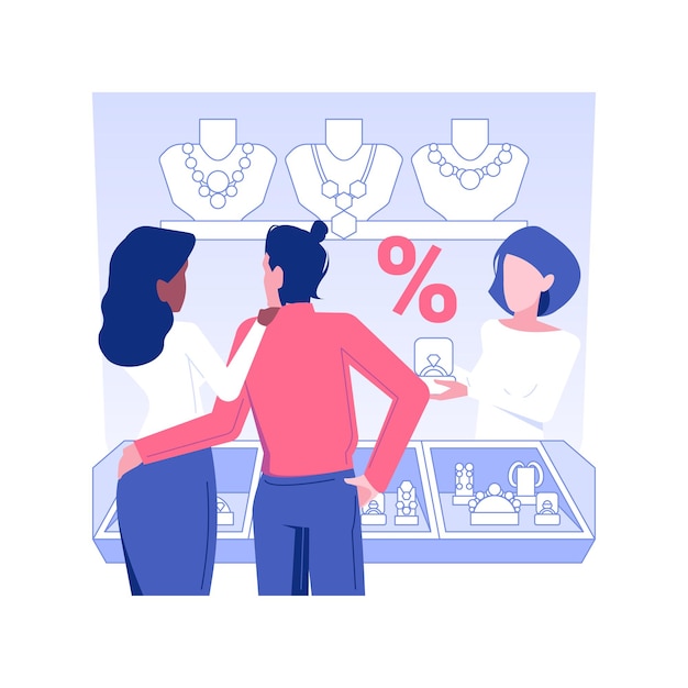Ofertas de joyería y promociones concepto aislado ilustración vectorial