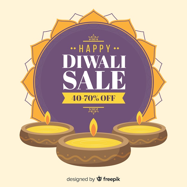 Ofertas de venta de diwali festivas dibujadas a mano