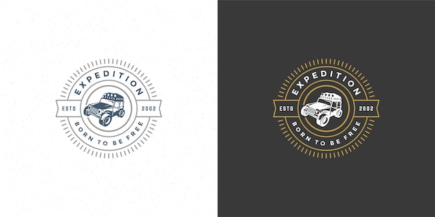 Off road car logo emblema vector ilustración al aire libre aventura extrema expedición safari suv