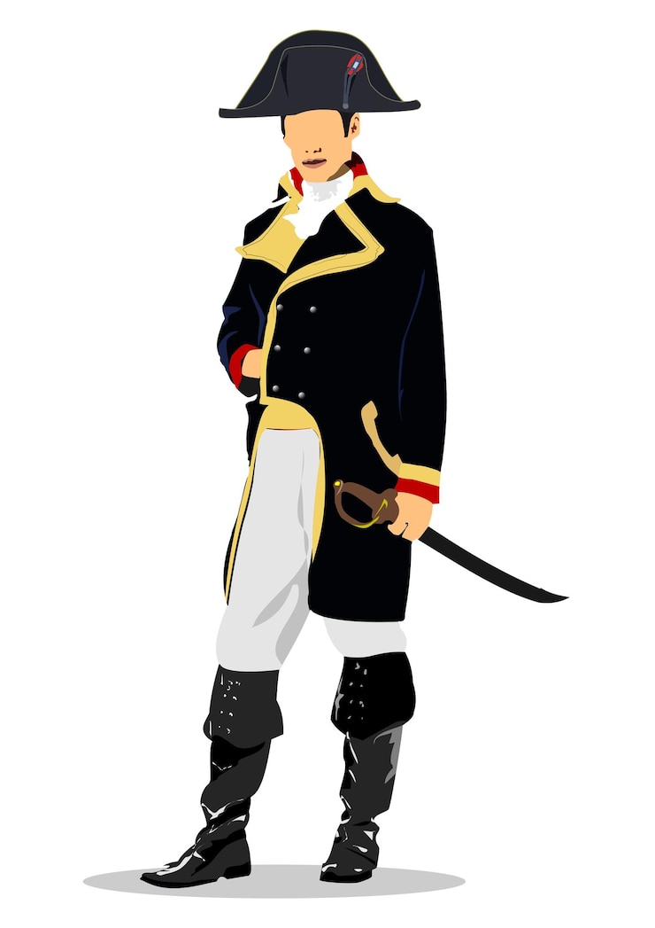Vector oficial francés del siglo xix del ejército de napoleón ilustración de color vectorial 3d