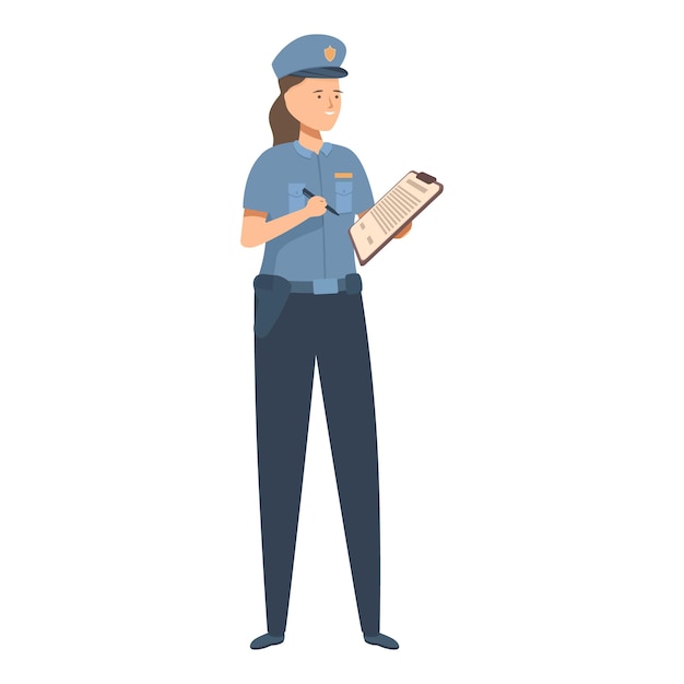 El oficial de policía está escribiendo en un clipboard mientras está de pie