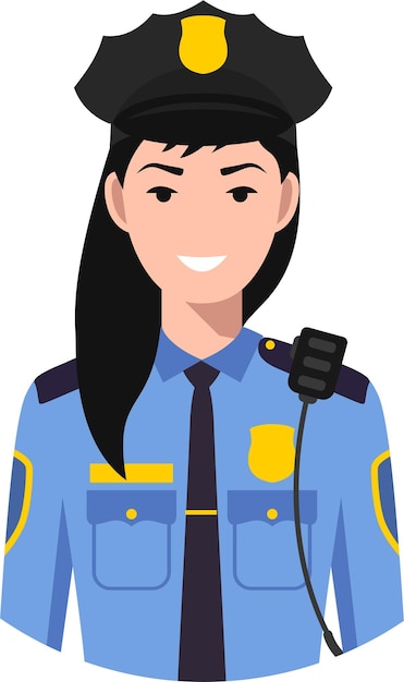 Oficial de policía estadounidense en uniforme tradicional Icono de personaje Avatar en estilo plano