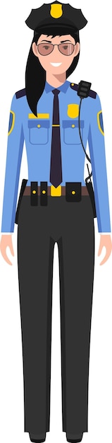 Vector oficial de policía estadounidense en uniforme tradicional icono de personaje en vector de estilo plano