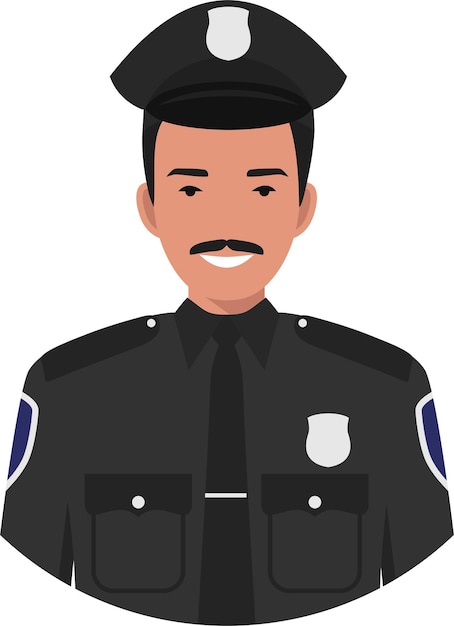 Oficial de policía hispanoamericano en uniforme tradicional Icono de personaje Avatar en estilo plano