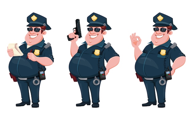 Oficial de policía. personaje de dibujos animados divertido