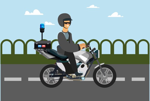 Oficial de policía en scooter Ilustración conceptual elegante y hermosa