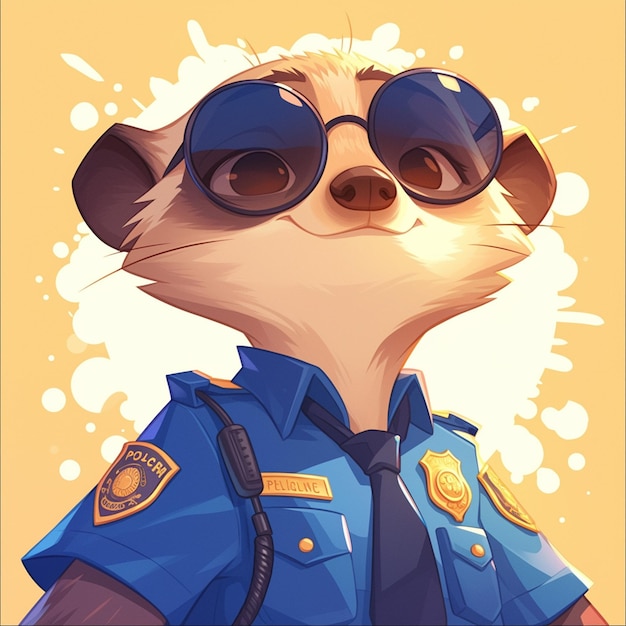 Vector un oficial de policía suricata al estilo de las caricaturas