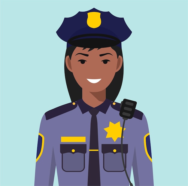 Oficial de policía SWAT en uniforme tradicional Icono de personaje Avatar en estilo plano