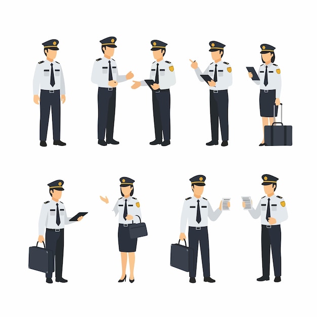 Oficiales de personal de seguridad en uniforme