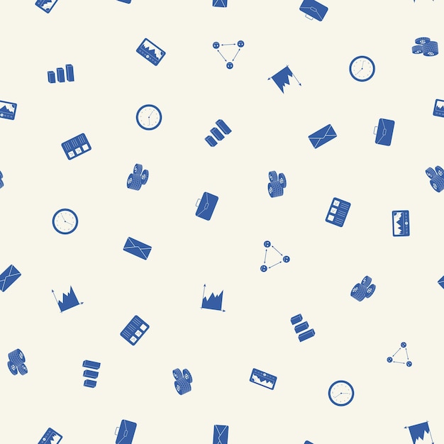 Oficina Negocios dibujos a mano alzada patrón sin costuras Patrón de negocios en estilo garabato Elementos dibujados a mano diseño de garabatos para fondos de pantalla envolviendo impresiones textiles fondos Ilustración vectorial