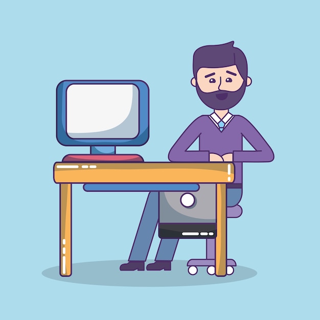 oficina de negocios empleado espacio de trabajo de dibujos animados