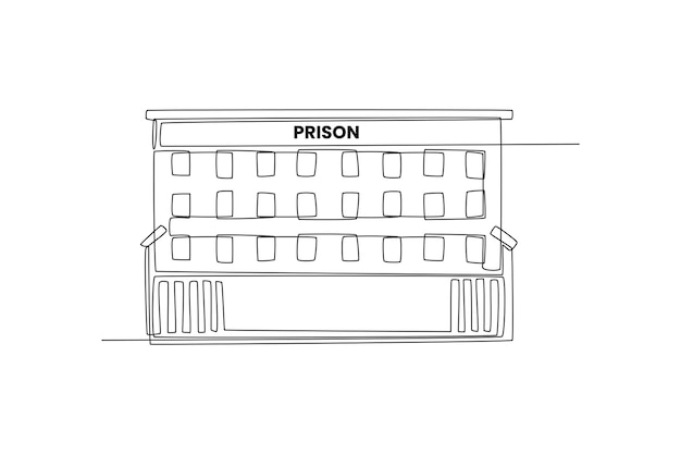 Oficina penitenciaria de dibujo de una línea continua concepto de edificio y oficina ilustración gráfica de vector de diseño de dibujo de una sola línea