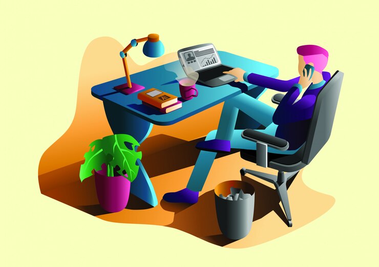 Vector oficina plana ilustración vectorial