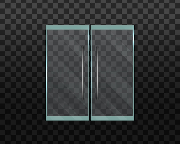 Oficina de puerta de cristal o centro comercial aislado sobre fondo transparente. Puertas de doble cristal.