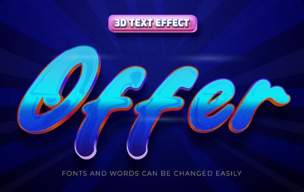 Vector ofrece un estilo de efecto de texto azul 3d editable