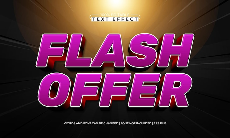 Vector ofrecer flash efecto de texto editable con un estilo de texto de descuento y venta