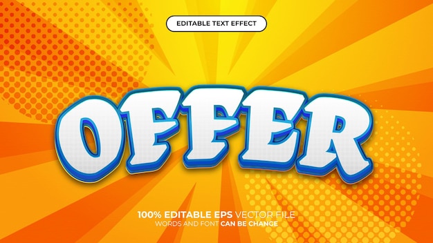 Ofrecer plantilla de estilo de efecto de texto vectorial editable en 3d