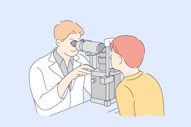 Oftalmología, medicina, concepto de examen