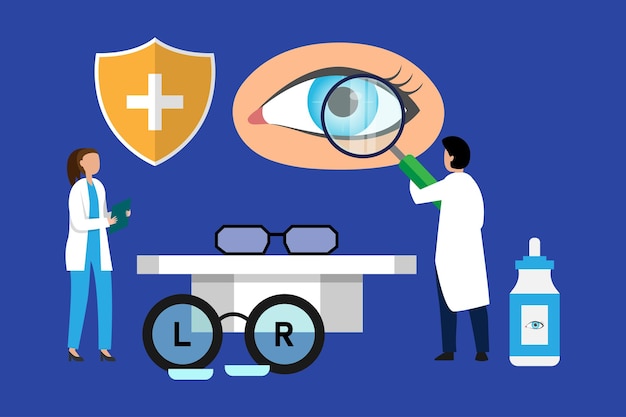 El oftalmólogo comprueba la vista del paciente Prueba óptica de los ojos