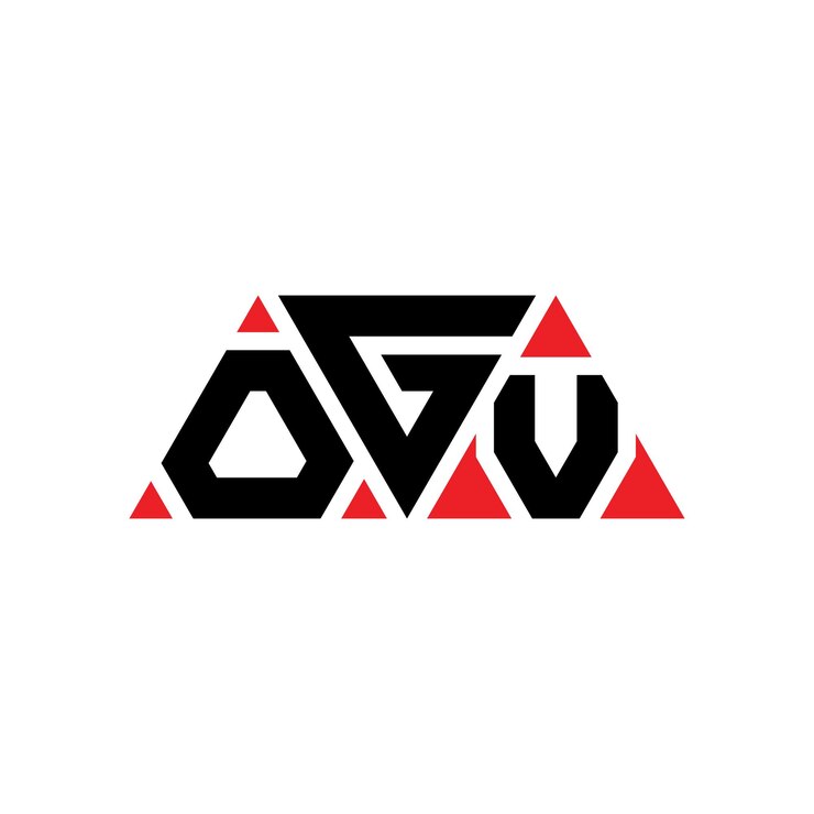 Vector ogv triángulo letra diseño de logotipo con forma de triángulo ogv logotipo triángulo diseño monograma ogv modelo de logotipo vectorial triángulo con color rojo ogv logotipo triangular simple elegante y lujoso logotipo ogv