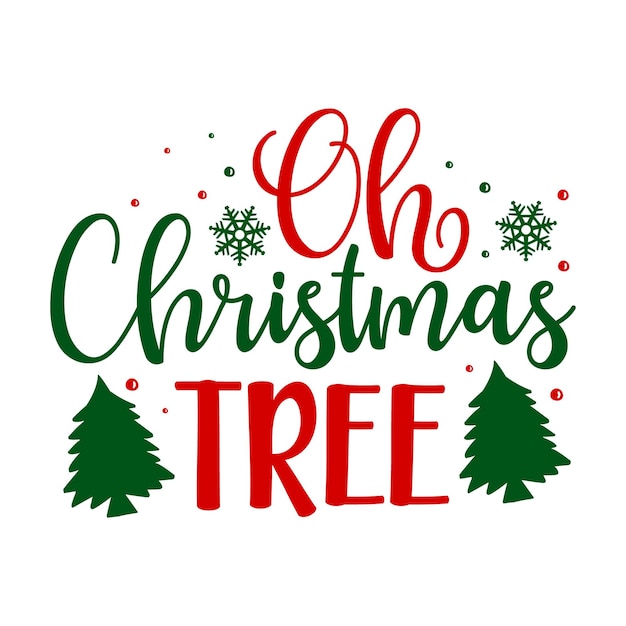 Oh árbol de navidad Elemento de tipografía único Diseño vectorial premium