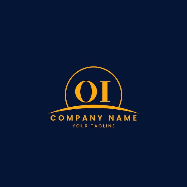 OI Logotipo corporativo minimalista con iniciales y diseño de arco