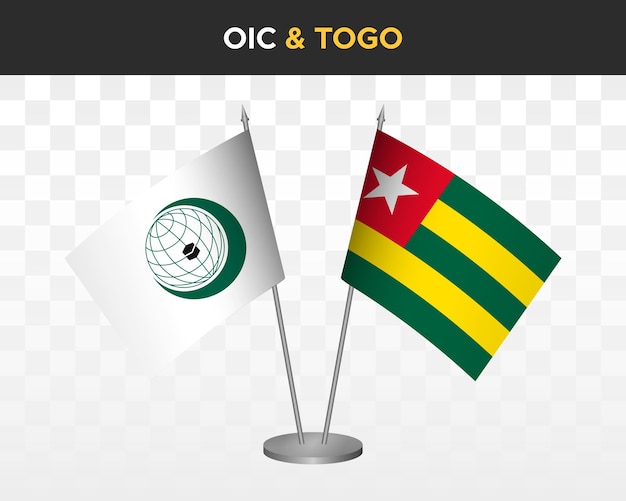 OIC Organización cooperación islámica vs togo escritorio banderas maqueta 3d vector ilustración