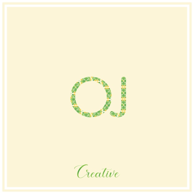 OJ Logo verde natural último diseño del logotipo Ilustración vectorial Logotipo creativo Logotipo mínimo Monograma