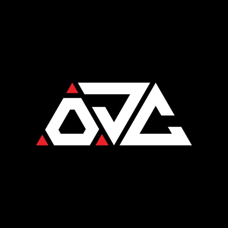 Vector ojc diseño de logotipo de letra triangular con forma de triángulo ojc diseñador de logotipo triangular monograma ojc modelo de logotipo vectorial triángulo con color rojo ojc logotipo triangle sencillo elegante y lujoso logotipo ojc
