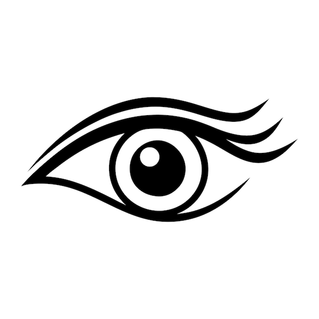un ojo dibujado en un fondo blanco con un contorno negro