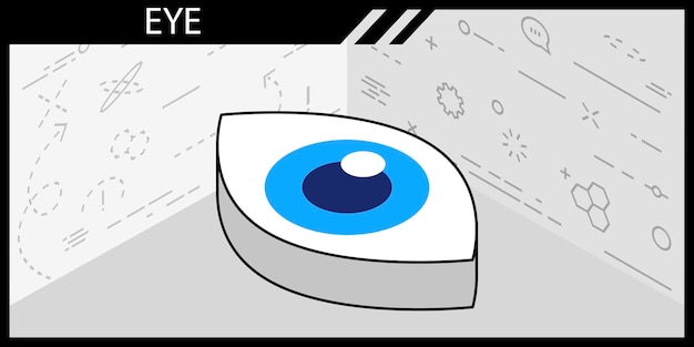 Ojo diseño isométrico icono Vector web ilustración 3d colorido concepto