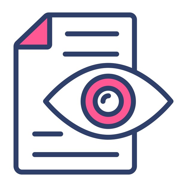 Un ojo con documento que muestra el icono de concepto de monitoreo de documentos en estilo de moda