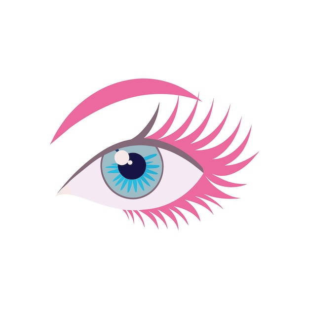 Vector un ojo con exuberantes cosas de belleza lady39s para niñas ilustración un fondo blanco pinkcore