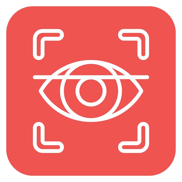 un ojo con un fondo rojo y un símbolo blanco en el medio