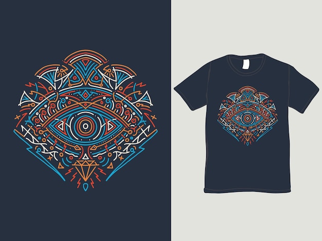 El ojo de horus diseño de camiseta monoline