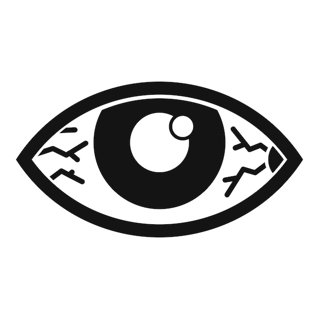 Ojo humano que muestra venas rojas icono simple