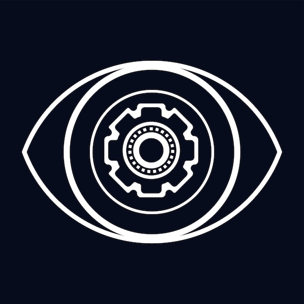 El ojo del icono de IA circula el símbolo para el diseño de ilustración vectorial del concepto de IA y es artificial