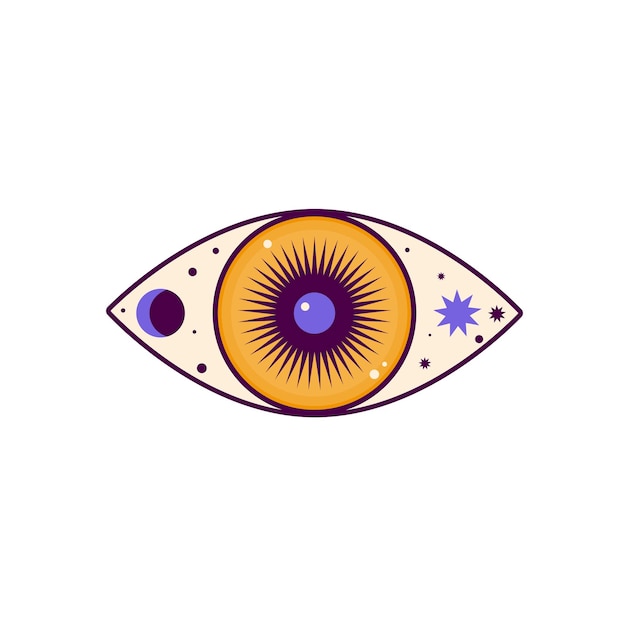 Ojo Malvado Diablo Místico Yoga Amuleto Boho Símbolo Icono Ojo Gráfico Silueta Vector Ojo Ojo Diablo