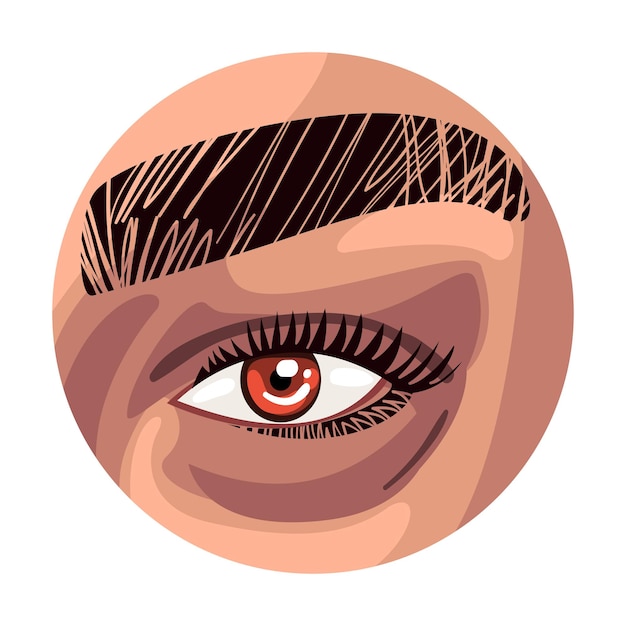 Ojo marrón masculino o femenino en el círculo Parte de la ilustración vectorial de la cara humana