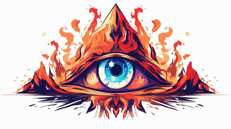 Vector ojo místico de la providencia en resplandor ardiente ojo simbólico de dios que todo lo ve iluminado