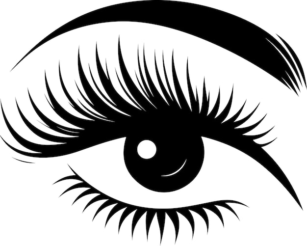 El ojo de una mujer hermosa con pestañas largas icono vectorial símbolo de clipart silueta de color negro 6