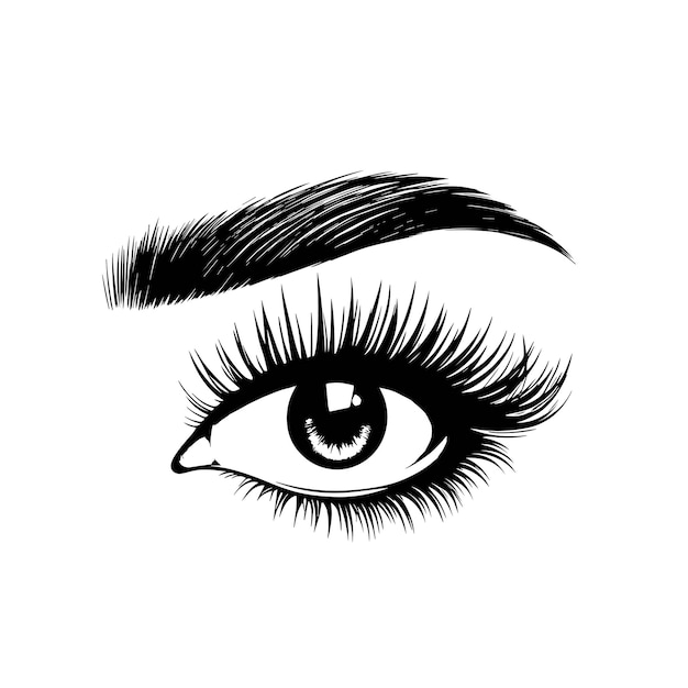 Ojo de mujer con pestañas largas y cejas