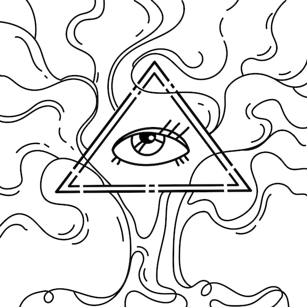 Ojo de la ProvidenciaOjo que todo lo ve dentro de una pirámide triangular entrelazada con el vector de ramas de árboles