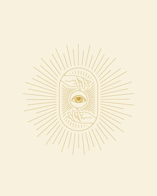 Ojo que todo lo ve con grabado Ilustración vectorial