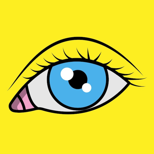 Ojo sobre fondo amarillo. Ojo de mujer. El logotipo del ojo.