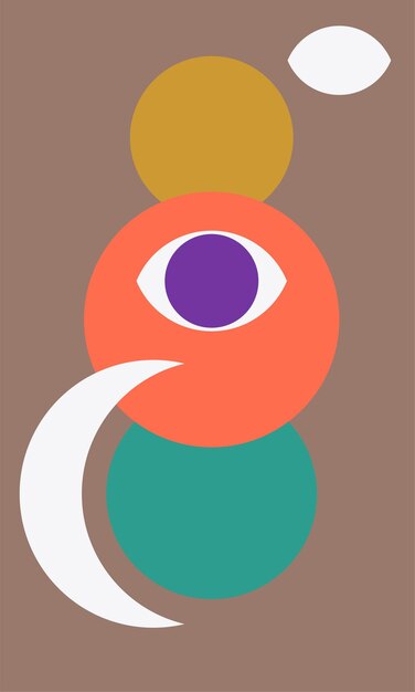 Ojos de abstracción y tres círculos.