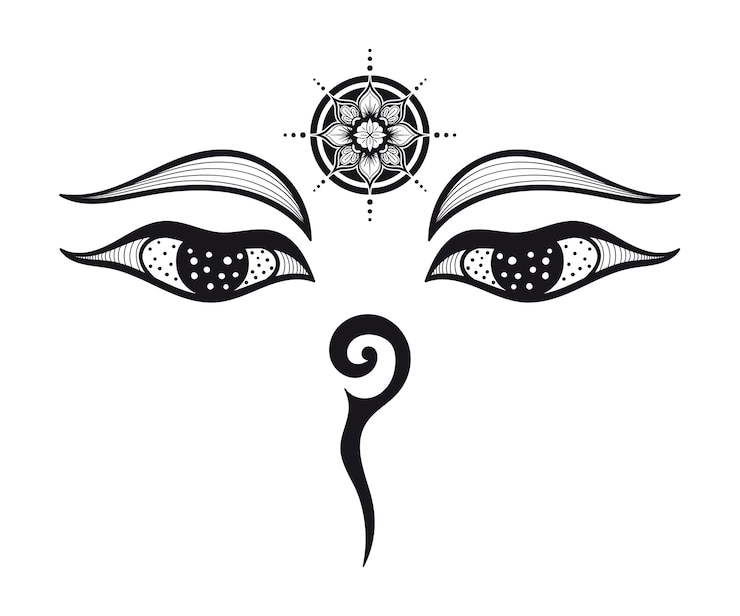 Vector ojos de buda, ojos budistas, símbolo de sabiduría e iluminación. nepal