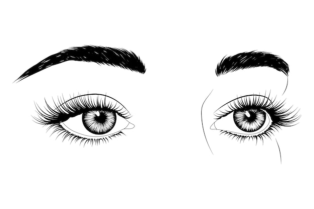 Vector ojos dibujados a mano en blanco y negro