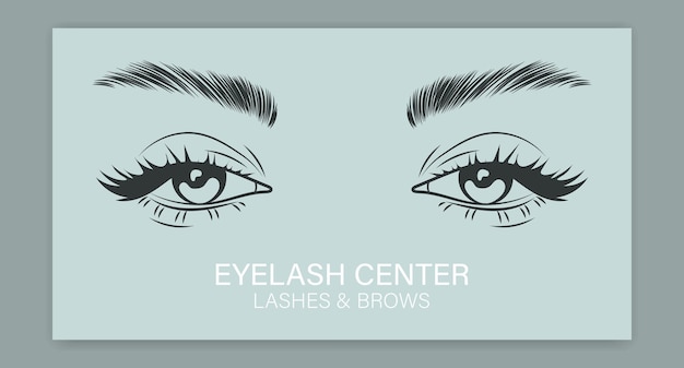 Ojos femeninos con pestañas y cejas largas Logotipo de belleza para el centro de pestañas y cejas