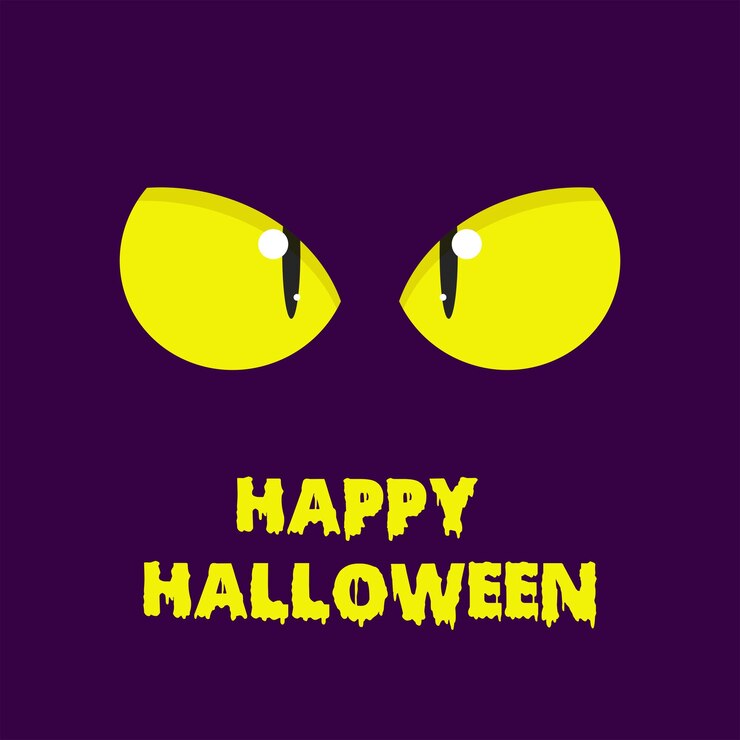 Los ojos de gato aterradores felices saludos de Halloween